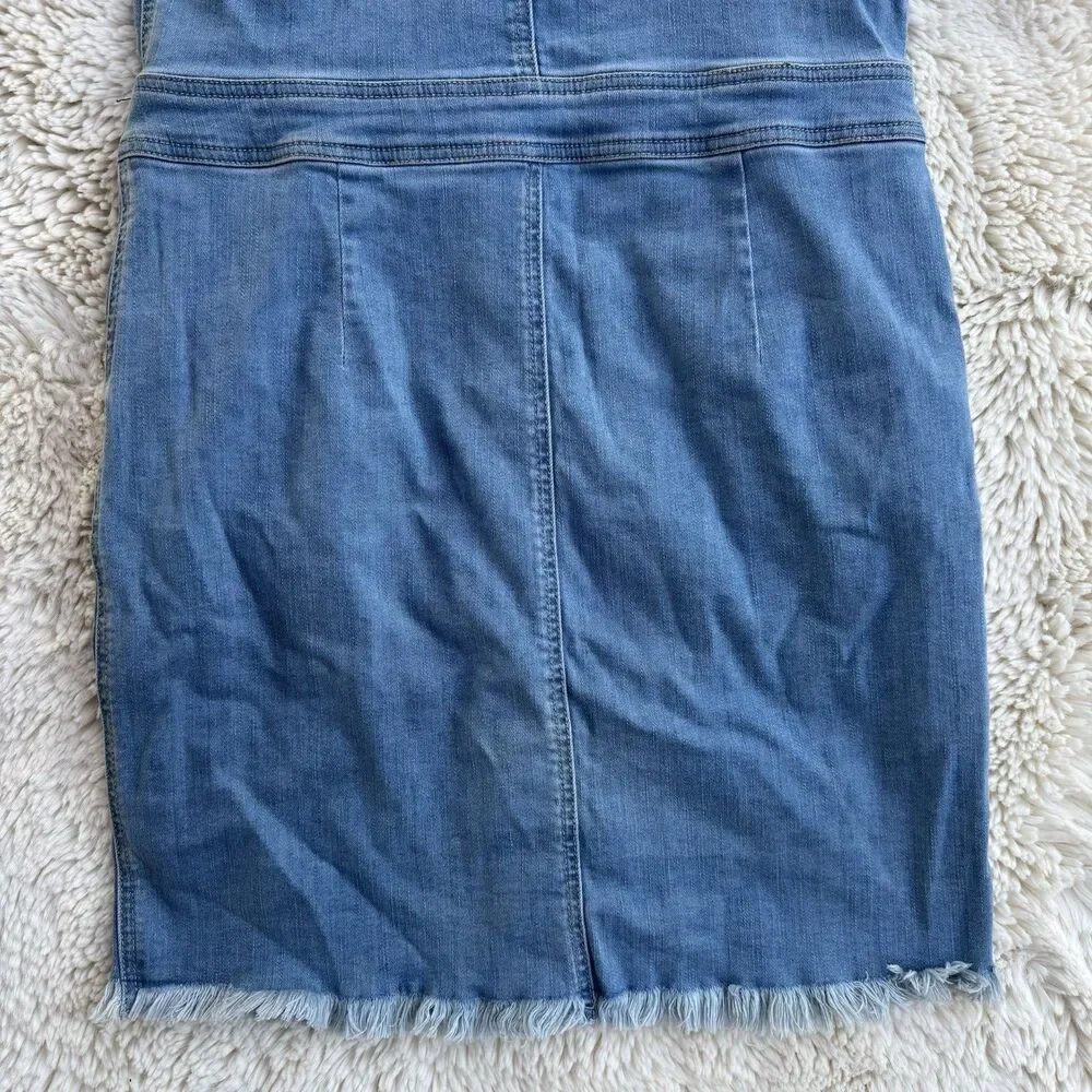 Wax Jeans Denim Overall Dress Button Front Knee Length Size Medium - Picture 7 of 10
